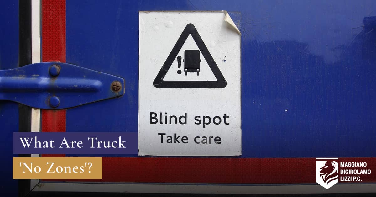 what are large blind spots on trucks called no zone