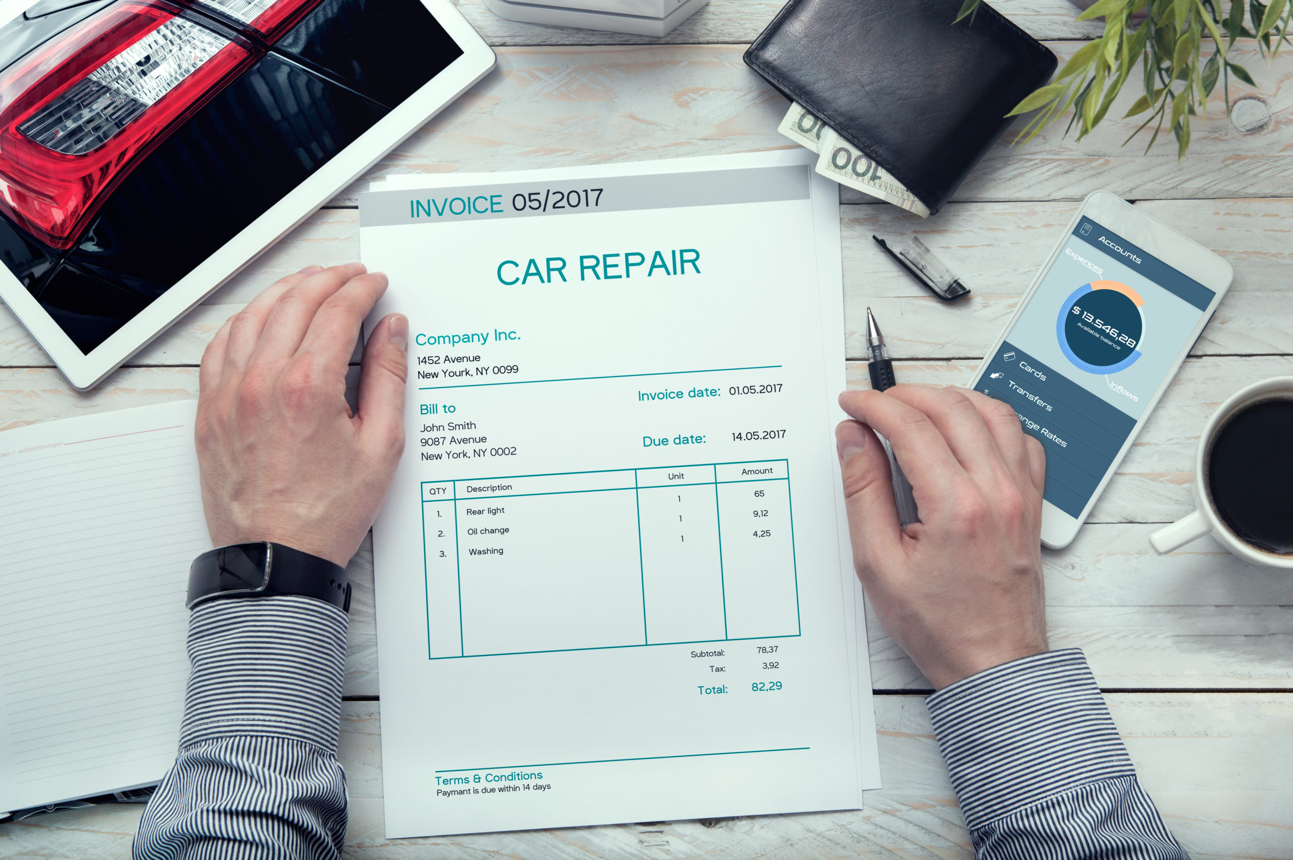 medical and car repair bills after an accident