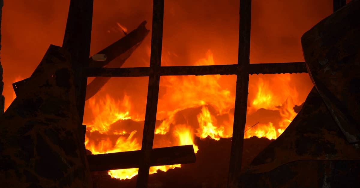 fire burning construction site