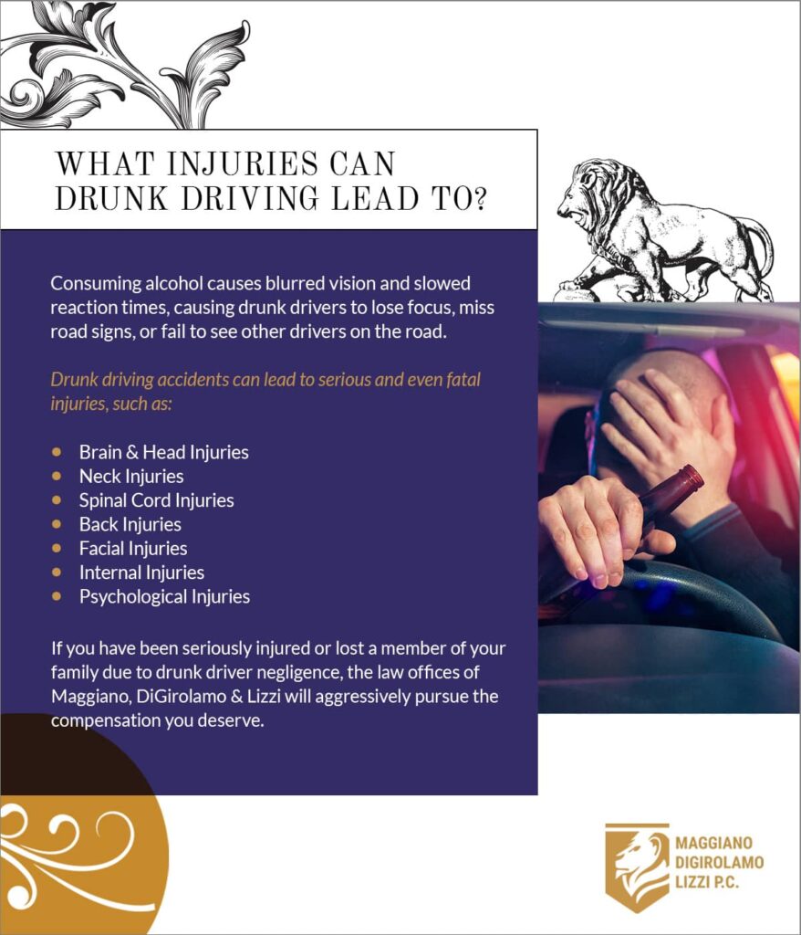 What injuries can drunk driving lead to? | Maggiano, DiGirolamo & Lizzi.