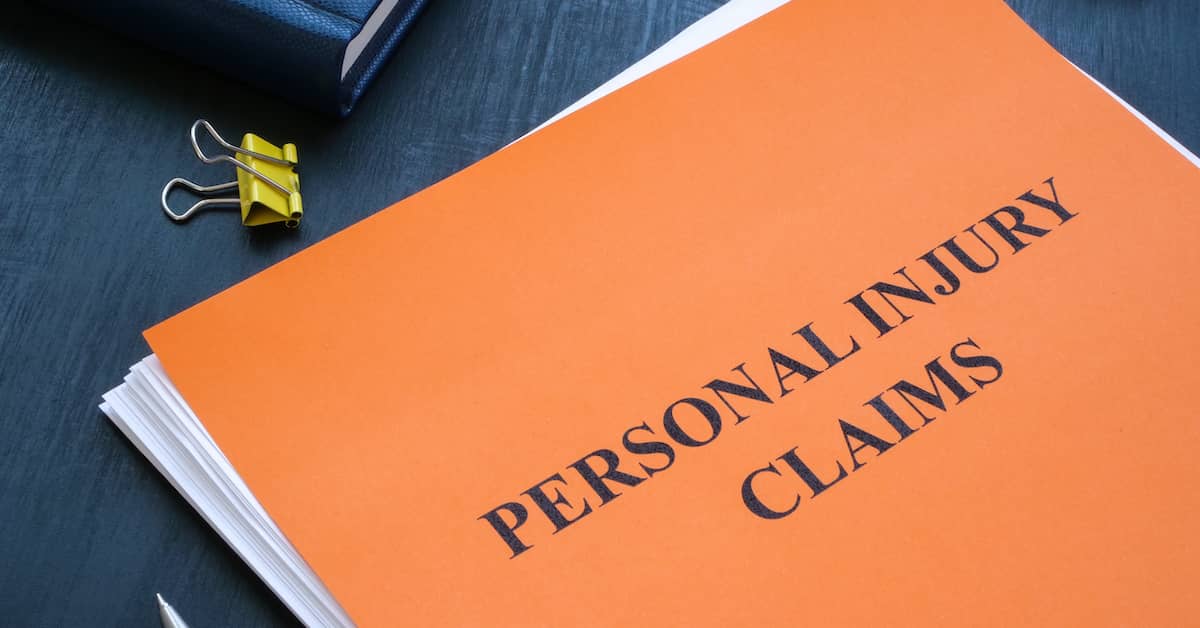 Folder titled personal injury claims.