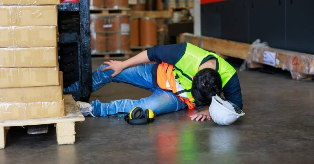 Injured warehouse worker clutches knee. | Maggiano, DiGirolamo & Lizzi