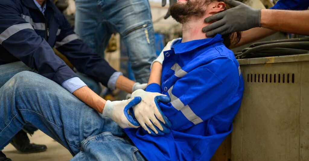 Injured worker is helped by others. | Maggiano, DiGirolamo & Lizzi