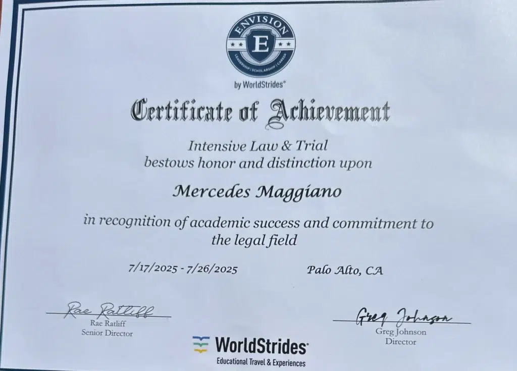 Mercedes Stanford Law School certificate