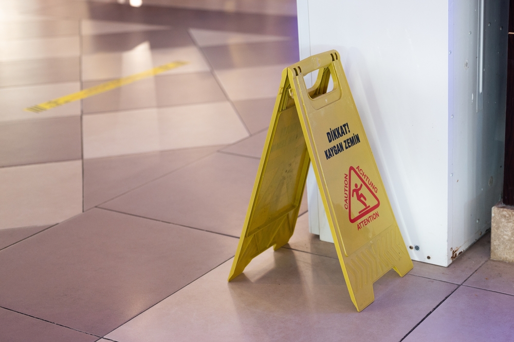 Photo of slip and frall caution sign